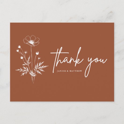 Rustieke Wildflower Terracotta Boho Wedding Briefkaart (Voorkant)