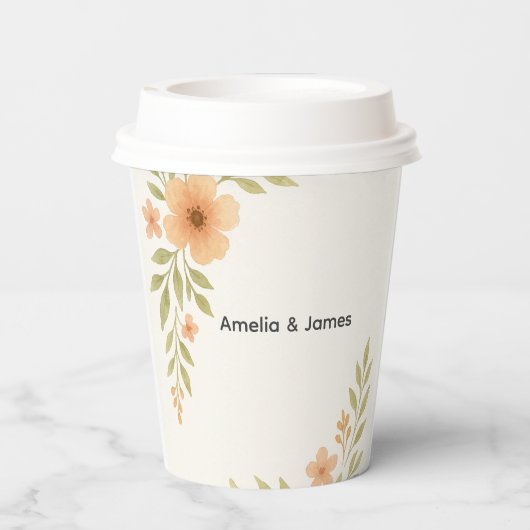 Rustieke Wildflower Trouwpapier Cups Papieren Bekers (Achterkant)