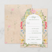 Rustieke Wildflower Waterverven RSVP Kaart (Voorkant / Achterkant)