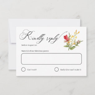Rustieke Wildflowers Bloom Garden Wedding RSVP Car Kaartje