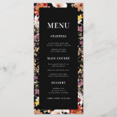 Rustieke Wildflowers Donkere Bloemen Zwarte Huweli Menu (Voorkant)