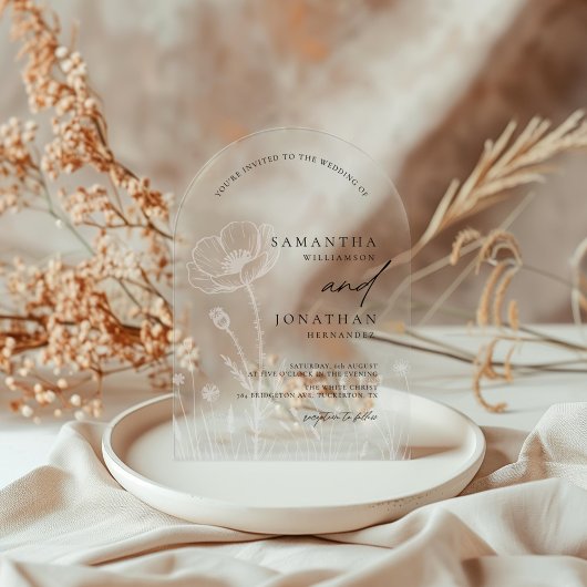 Rustieke Wildflowers Elegant Modern Wedding Acryl Uitnodigingen