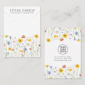 Rustieke Wildflowers Ketting Sieraden Display Kaar Visitekaartje (Voorkant / Achterkant)
