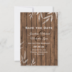 Rustieke wilg op houten bruiloft save the date