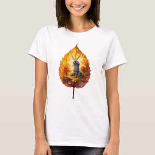 Rustieke windmolen in de herfst gloed t-shirt
