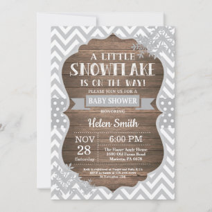 Rustieke Winter Baby Shower Grijze Sneeuwvlok Kaart