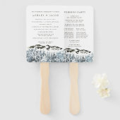 Rustieke Winter Berg Trouwprogramma Hand Fan Handwaaier (Voorkant en achterkant)