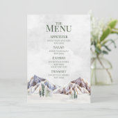 Rustieke Winter Bergbos Bruiloftsmenu Menu (Staand voorkant)