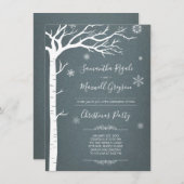 Rustieke Winter Berk Boom Kerstmis Kaart (Voorkant / Achterkant)