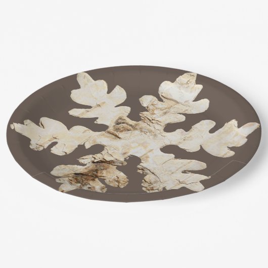 Rustieke winter Berkenhout sneeuwvlok bruin wit Papieren Bordje (Gekanteld)