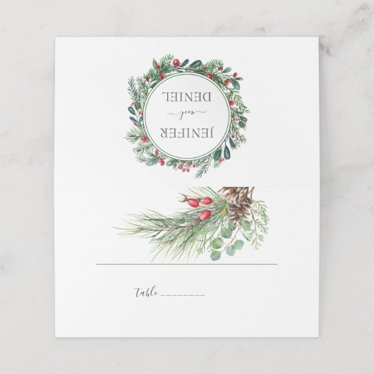 Rustieke Winter Berry Pine Greenery bruiloft (Buitenkant ongevouwen)