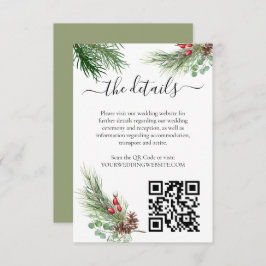 Rustieke Winter Berry Pine Greenery bruiloft Informatiekaartje
