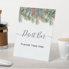 Rustieke Winter Berry Pine Greenery bruiloft Reclamebord Met Voetstuk