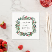 Rustieke Winter Berry Pine Greenery bruiloft Servet (Insitu)