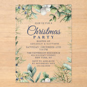 Rustieke Winter Bloemen Kerstfeest Acryl Uitnodigingen (Voorkant)