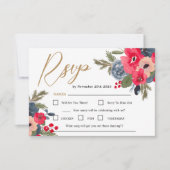 Rustieke Winter Bloemen Waterverf Bruiloft RSVP Kaart (Voorkant)