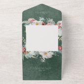 Rustieke winter bloemendennen smaragd geen diner all in one uitnodiging (Buitenkant)