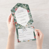 Rustieke winter bloemendennen smaragd geen diner all in one uitnodiging (Afscheurbaar)