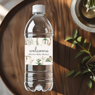 Rustieke Winter Bos Baby Shower Waterfles Etiket