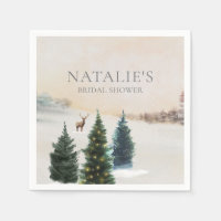 Rustieke winter bos bruidsdouche papieren servette