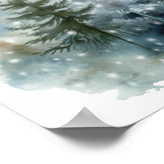 Rustieke winter bos welkom trouwteken poster (Hoek)