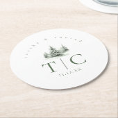 Rustieke Winter Bruiloft Bos Groene ID1049 Ronde Kartonnen Onderzetter (Gebogen)