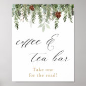 Rustieke winter dennen Coffee and Tea Bar bord Poster (Voorkant)