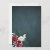 Rustieke winter elegante bloemenkerst bruiloft kaart (Achterkant)