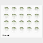 Rustieke winter groen bessen dennenappel bruiloft ronde sticker (Vel)