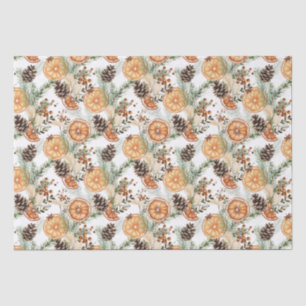 Rustieke winter groen citrus botanische kerst tissuepapier