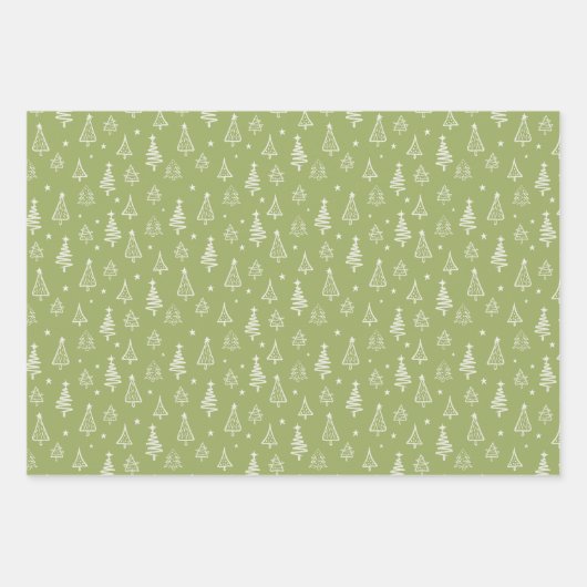 Rustieke Winter Groene Kerstboom en Sneeuw Inpakpapier Vel (Voorkant)