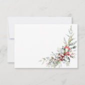 Rustieke Winter Holly Berries & Sneeuw Bruiloft RSVP Kaartje (Achterkant)