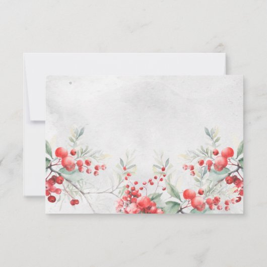 Rustieke Winter Holly & Pine Wedding QR Code RSVP Kaartje (Achterkant)