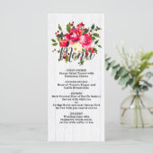 Rustieke Winter Holly Wit Houten Bruiloft Menu (Staand voorkant)