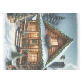Rustieke winter / kerst besneeuwde cabine tafelkleed (Voorkant (Horizontaal))