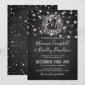 Rustieke Winter Kerst Krans Lichten Trouwen Kaart (Voorkant / Achterkant)