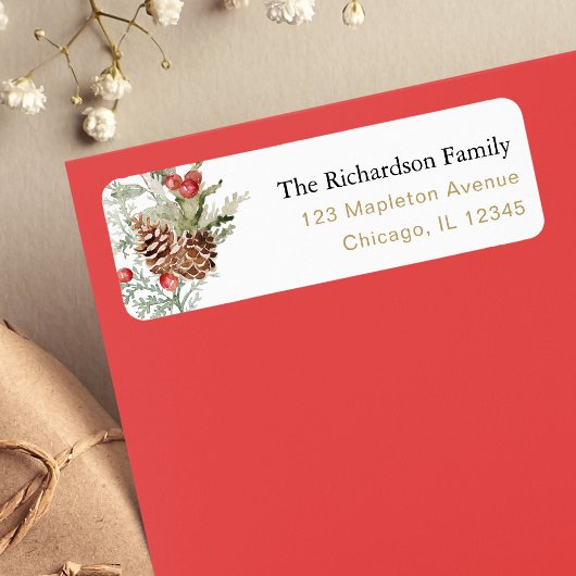 Rustieke winter Kerstgelegenheid gebladerte label