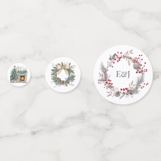 Rustieke Winter Kerstmis Monogram Confetti (Achterkanten)