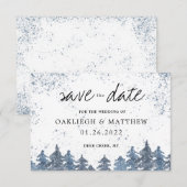 Rustieke Winter Lichte Blauwe Bos Save the Date (Voorkant / Achterkant)