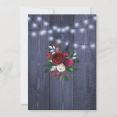 Rustieke Winter Marine Rode Bloemen Kerstmis Open  Kaart (Achterkant)