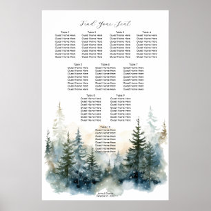 rustieke winter mistige bomen bruiloft zitgrafiek poster