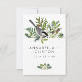 Rustieke Winter Natuur & Pine Wedding Save The Date (Achterkant)