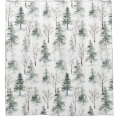 Rustieke Winter Pine Bomen patroon Douchegordijn (Voorkant)