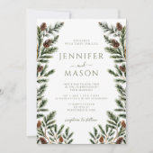 Rustieke Winter Pine Tree Cones Boho Bruiloft QR Kaart (Voorkant)