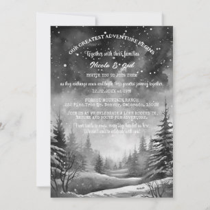 Rustieke Winter Pine Tree Sneeuw Outdoor Wedding Kaart