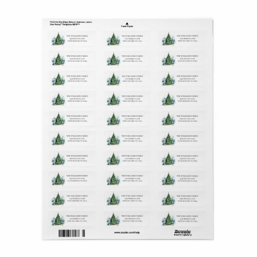 Rustieke Winter Pine Tree Winter Adres Label (Full Sheet)