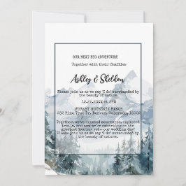 Rustieke Winter Pine Trees Mountain Outdoor Weddin Kaart