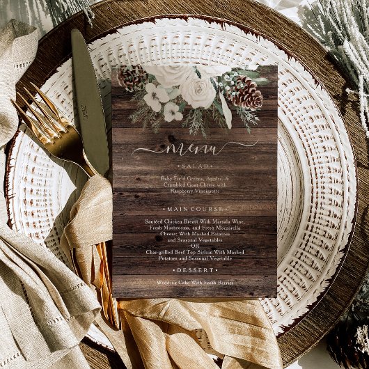 Rustieke Winter Pine Wedding Menu