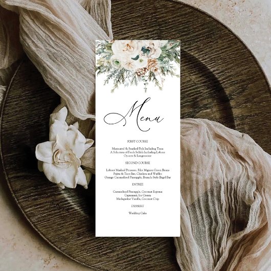Rustieke Winter Pinecone Wedding Menu