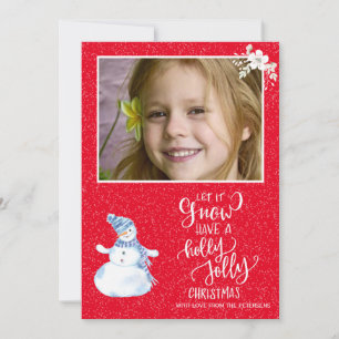Rustieke winter rood wit krijtbord sneeuwpop foto feestdagenkaart